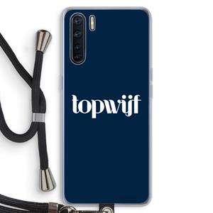 CaseCompany Topwijf Navy: Oppo A91 Transparant Hoesje met koord