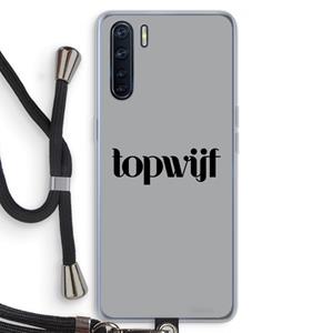 CaseCompany Topwijf Grijs Zwart: Oppo A91 Transparant Hoesje met koord