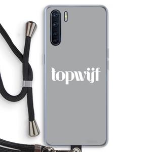 CaseCompany Topwijf Grijs Wit: Oppo A91 Transparant Hoesje met koord
