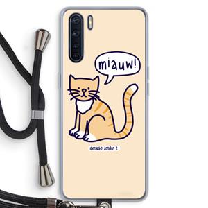 CaseCompany Miauw: Oppo A91 Transparant Hoesje met koord