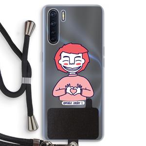 CaseCompany Hartje: Oppo A91 Transparant Hoesje met koord