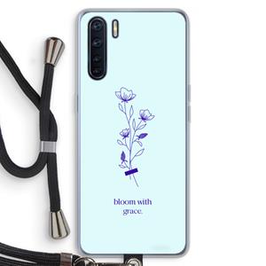 CaseCompany Bloom with grace: Oppo A91 Transparant Hoesje met koord