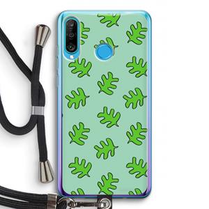 CaseCompany Groene blaadjes: Huawei P30 Lite Transparant Hoesje met koord