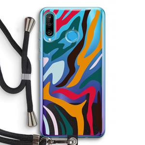 CaseCompany Colored Zebra: Huawei P30 Lite Transparant Hoesje met koord