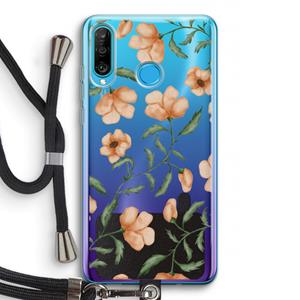 CaseCompany Peachy flowers: Huawei P30 Lite Transparant Hoesje met koord