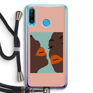 CaseCompany Orange lips: Huawei P30 Lite Transparant Hoesje met koord