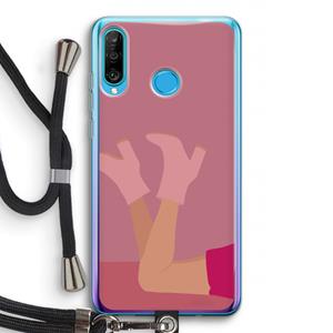 CaseCompany Pink boots: Huawei P30 Lite Transparant Hoesje met koord