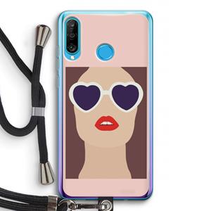 CaseCompany Red lips: Huawei P30 Lite Transparant Hoesje met koord