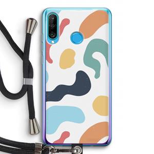 CaseCompany Memphis Shapes Blue: Huawei P30 Lite Transparant Hoesje met koord