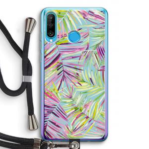 CaseCompany Tropical Palms Blue: Huawei P30 Lite Transparant Hoesje met koord