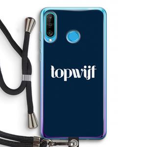 CaseCompany Topwijf Navy: Huawei P30 Lite Transparant Hoesje met koord