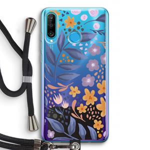 CaseCompany Flowers with blue leaves: Huawei P30 Lite Transparant Hoesje met koord