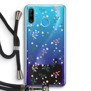 CaseCompany Small white flowers: Huawei P30 Lite Transparant Hoesje met koord