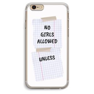 CaseCompany No Girls Allowed Unless: iPhone 6 Plus / 6S Plus Transparant Hoesje