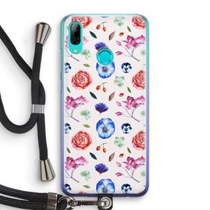 CaseCompany Bloemetjes: Huawei P Smart (2019) Transparant Hoesje met koord