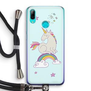 CaseCompany Regenboog eenhoorn: Huawei P Smart (2019) Transparant Hoesje met koord