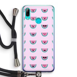 CaseCompany Smiley watermeloenprint: Huawei P Smart (2019) Transparant Hoesje met koord