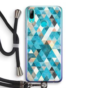 CaseCompany Gekleurde driehoekjes blauw: Huawei P Smart (2019) Transparant Hoesje met koord