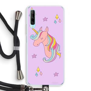 CaseCompany Roze eenhoorn: Huawei P Smart Pro Transparant Hoesje met koord