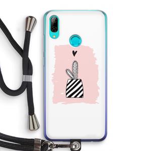 CaseCompany Zwart-wit cactus: Huawei P Smart (2019) Transparant Hoesje met koord
