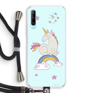 CaseCompany Regenboog eenhoorn: Huawei P Smart Pro Transparant Hoesje met koord