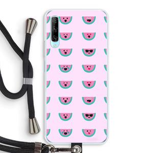 CaseCompany Smiley watermeloenprint: Huawei P Smart Pro Transparant Hoesje met koord