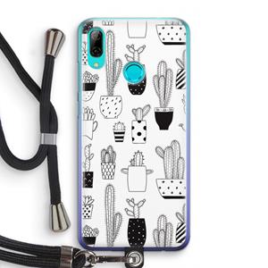 CaseCompany Cactusmotief: Huawei P Smart (2019) Transparant Hoesje met koord