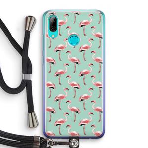 CaseCompany Flamingoprint groen: Huawei P Smart (2019) Transparant Hoesje met koord