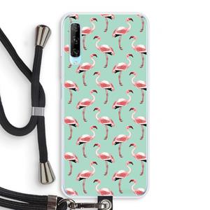 CaseCompany Flamingoprint groen: Huawei P Smart Pro Transparant Hoesje met koord