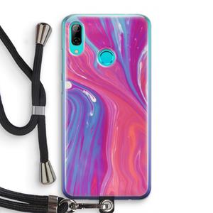 CaseCompany Paarse stroom: Huawei P Smart (2019) Transparant Hoesje met koord