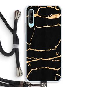 CaseCompany Gouden marmer: Huawei P Smart Pro Transparant Hoesje met koord