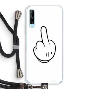 CaseCompany Middle finger white: Huawei P Smart Pro Transparant Hoesje met koord