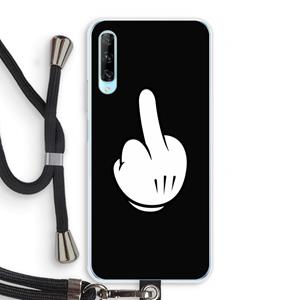 CaseCompany Middle finger black: Huawei P Smart Pro Transparant Hoesje met koord