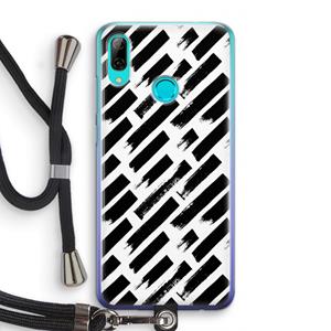 CaseCompany Zwarte vegen: Huawei P Smart (2019) Transparant Hoesje met koord