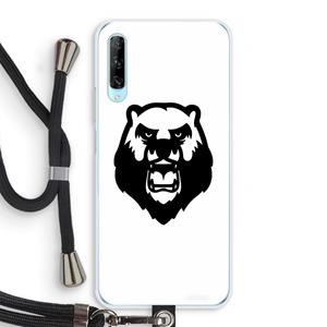 CaseCompany Angry Bear (white): Huawei P Smart Pro Transparant Hoesje met koord