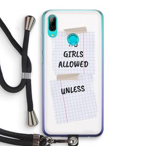 CaseCompany No Girls Allowed Unless: Huawei P Smart (2019) Transparant Hoesje met koord