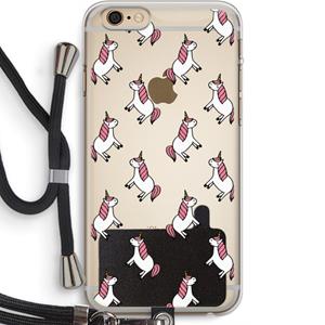 CaseCompany Eenhoorns overal: iPhone 6 PLUS / 6S PLUS Transparant Hoesje met koord