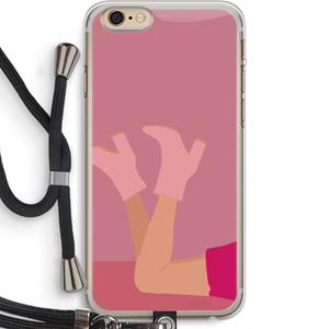 CaseCompany Pink boots: iPhone 6 PLUS / 6S PLUS Transparant Hoesje met koord