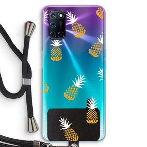 CaseCompany Ananasjes: Oppo A92 Transparant Hoesje met koord