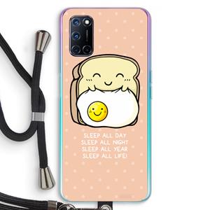 CaseCompany Sleep All Day: Oppo A92 Transparant Hoesje met koord