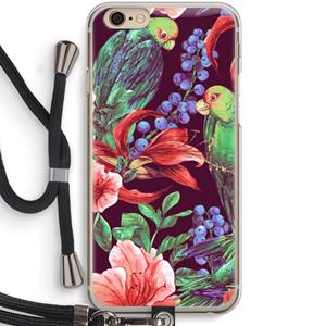 CaseCompany Papegaaien: iPhone 6 / 6S Transparant Hoesje met koord