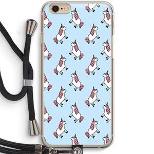 CaseCompany Eenhoorns overal: iPhone 6 / 6S Transparant Hoesje met koord