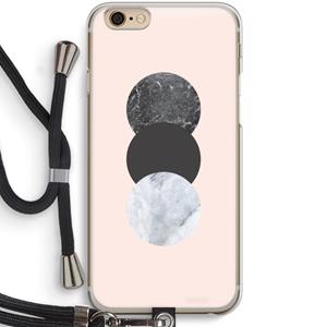 CaseCompany Marmeren cirkels: iPhone 6 / 6S Transparant Hoesje met koord