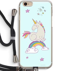CaseCompany Regenboog eenhoorn: iPhone 6 / 6S Transparant Hoesje met koord