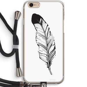 CaseCompany Pluim: iPhone 6 / 6S Transparant Hoesje met koord
