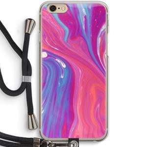 CaseCompany Paarse stroom: iPhone 6 / 6S Transparant Hoesje met koord