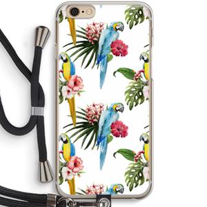 CaseCompany Kleurrijke papegaaien: iPhone 6 / 6S Transparant Hoesje met koord