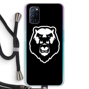 CaseCompany Angry Bear (black): Oppo A92 Transparant Hoesje met koord