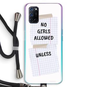 CaseCompany No Girls Allowed Unless: Oppo A92 Transparant Hoesje met koord