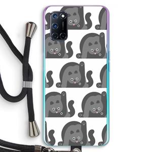 CaseCompany Cats: Oppo A92 Transparant Hoesje met koord